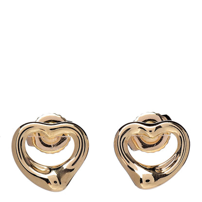 Tiffany 18K Yellow Gold 11mm Elsa Peretti Open Heart Earrings 1 of 4