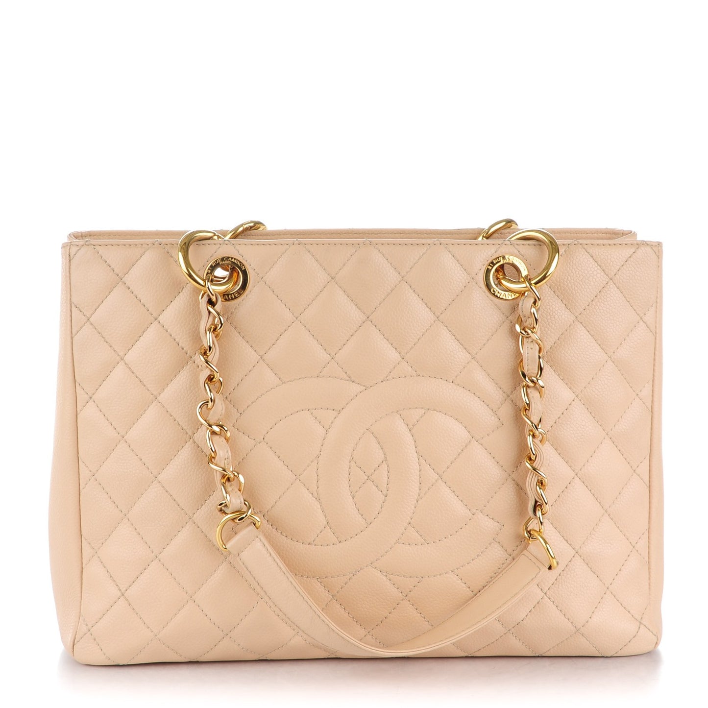 Caviar Quilted Grand Shopping Tote GST Beige Clair