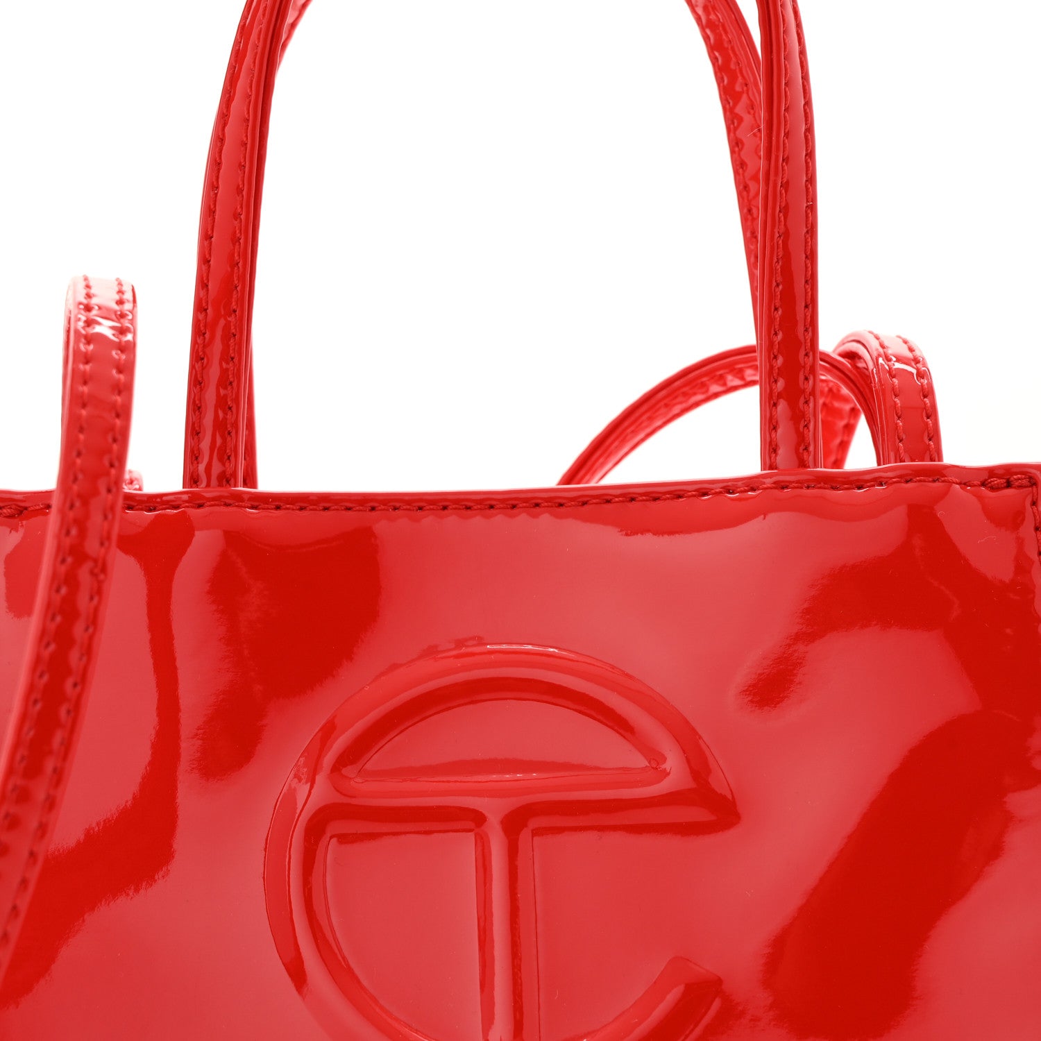 Telfar Patent Vegan Leather Small Shopping Bag Red 8 of 11