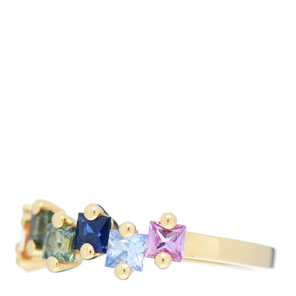 Suzanne Kalan 18K Yellow Gold Sapphire Rainbow Half Band Ring 53 6.5 3 of 7