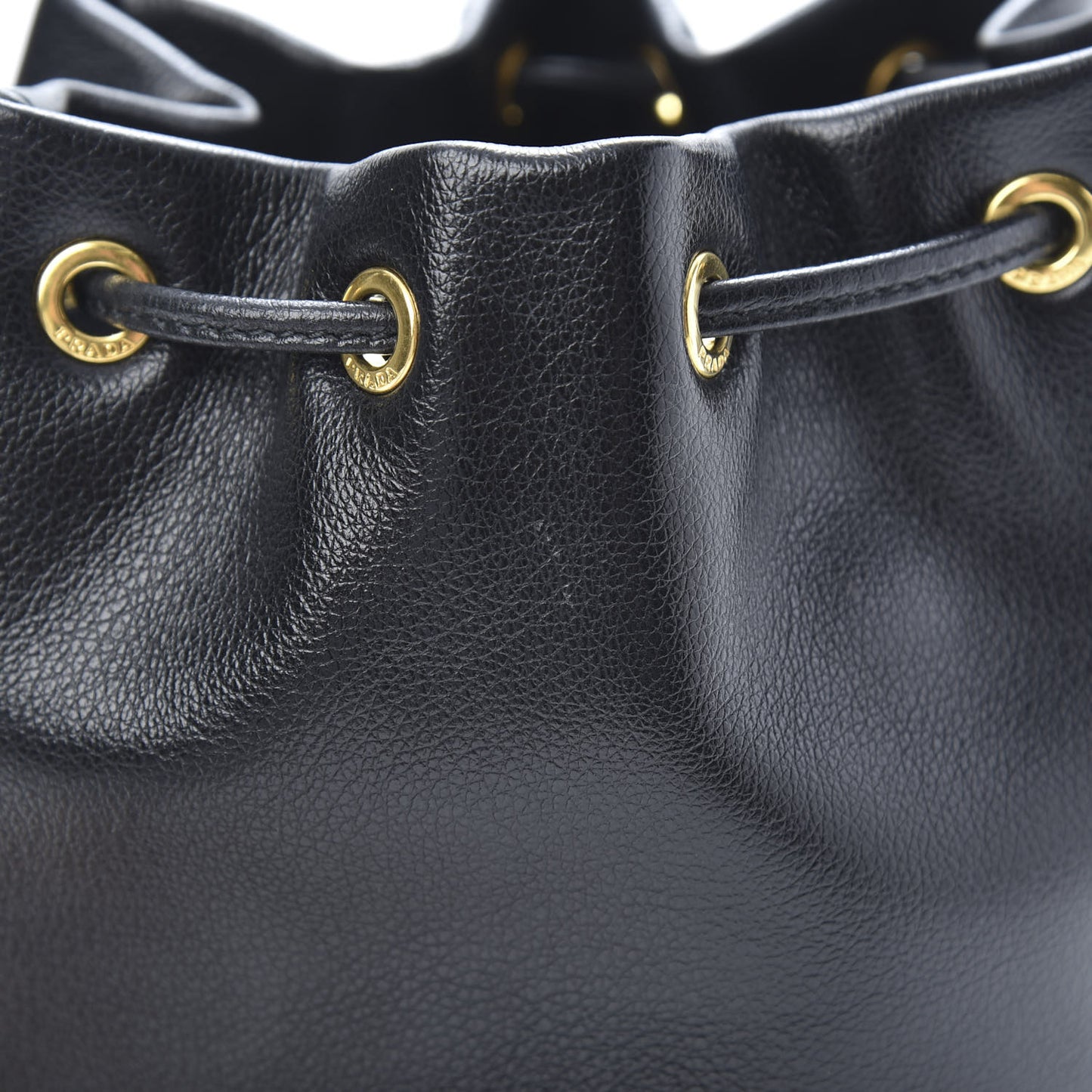 Glace Calfskin Embossed Secchiello Bucket Bag Black