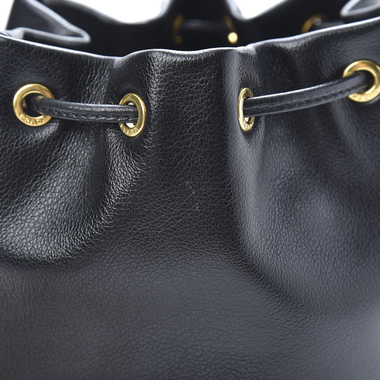 Prada Glace Calfskin Embossed Secchiello Bucket Bag Black 14 of 14