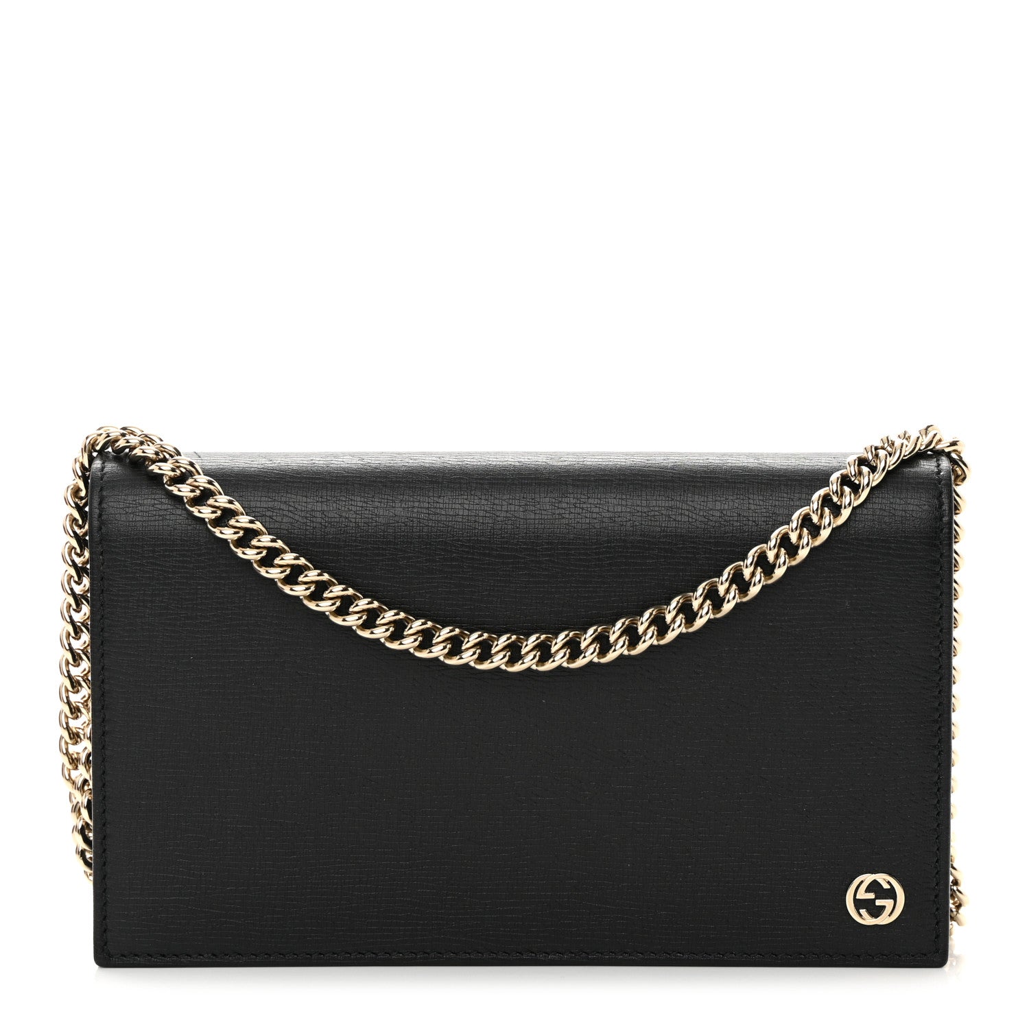 Gucci Textured Calfskin Medium Betty Chain Wallet Black 1 of 14