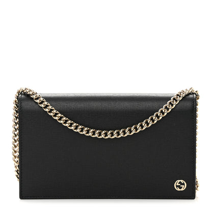 Gucci Textured Calfskin Medium Betty Chain Wallet Black 1 of 14