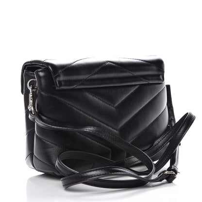Saint Laurent Calfskin Y Quilted Monogram Toy Loulou Crossbody Bag Black 3 of 12