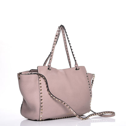 Valentino Garavani Pebbled Calfskin Medium Rockstud Tote Water Rose 4 of 8