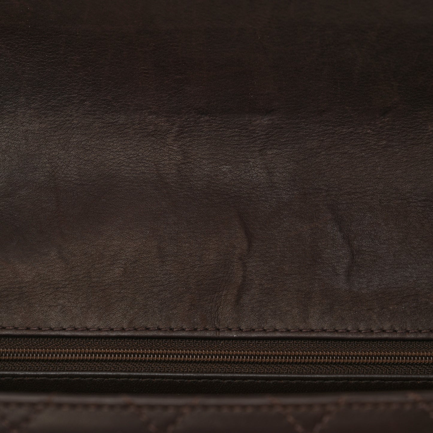Lambskin Quilted Single Flap Dark Brown