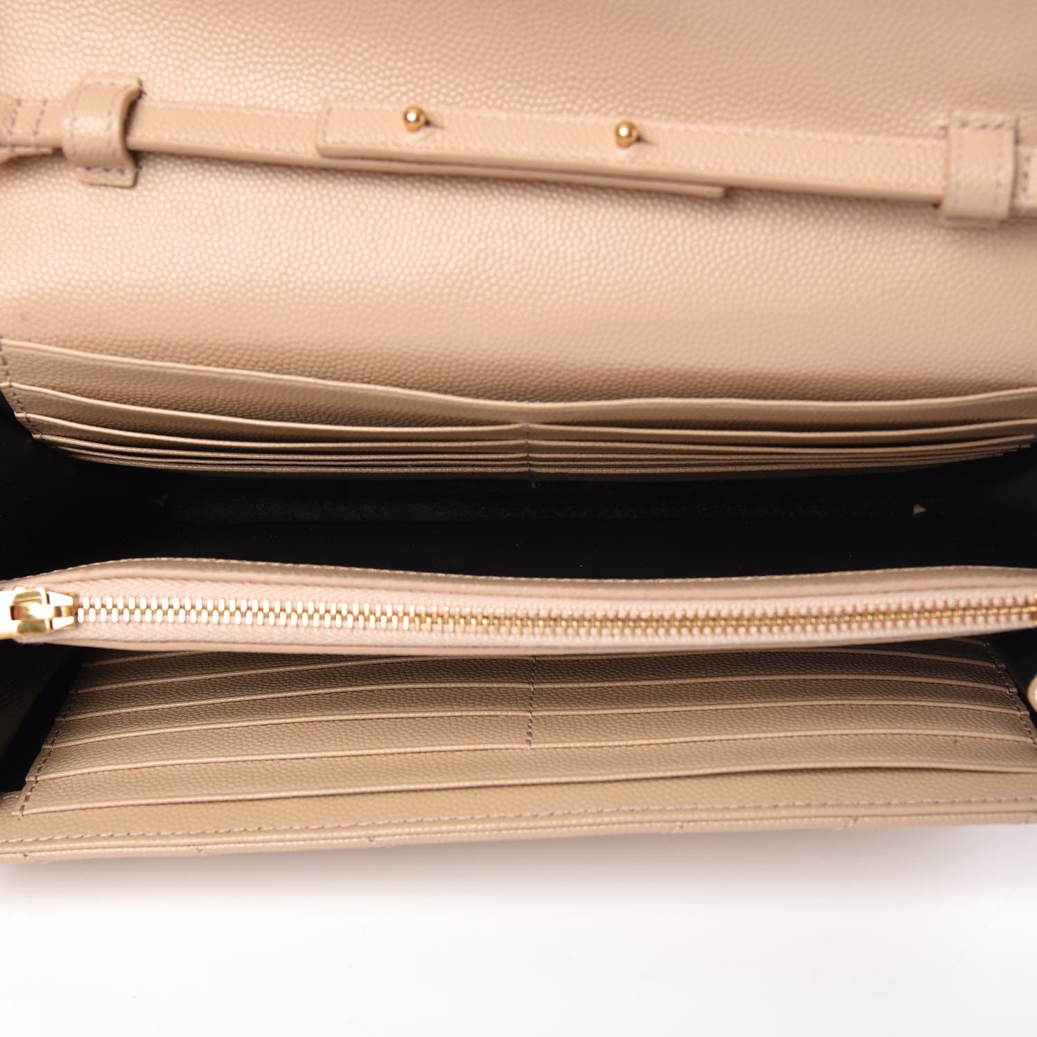 Saint Laurent Grain De Poudre Matelasse Chevron Monogram Chain Wallet Nude Powder 5 of 7