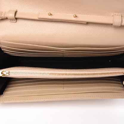 Saint Laurent Grain De Poudre Matelasse Chevron Monogram Chain Wallet Nude Powder 5 of 7