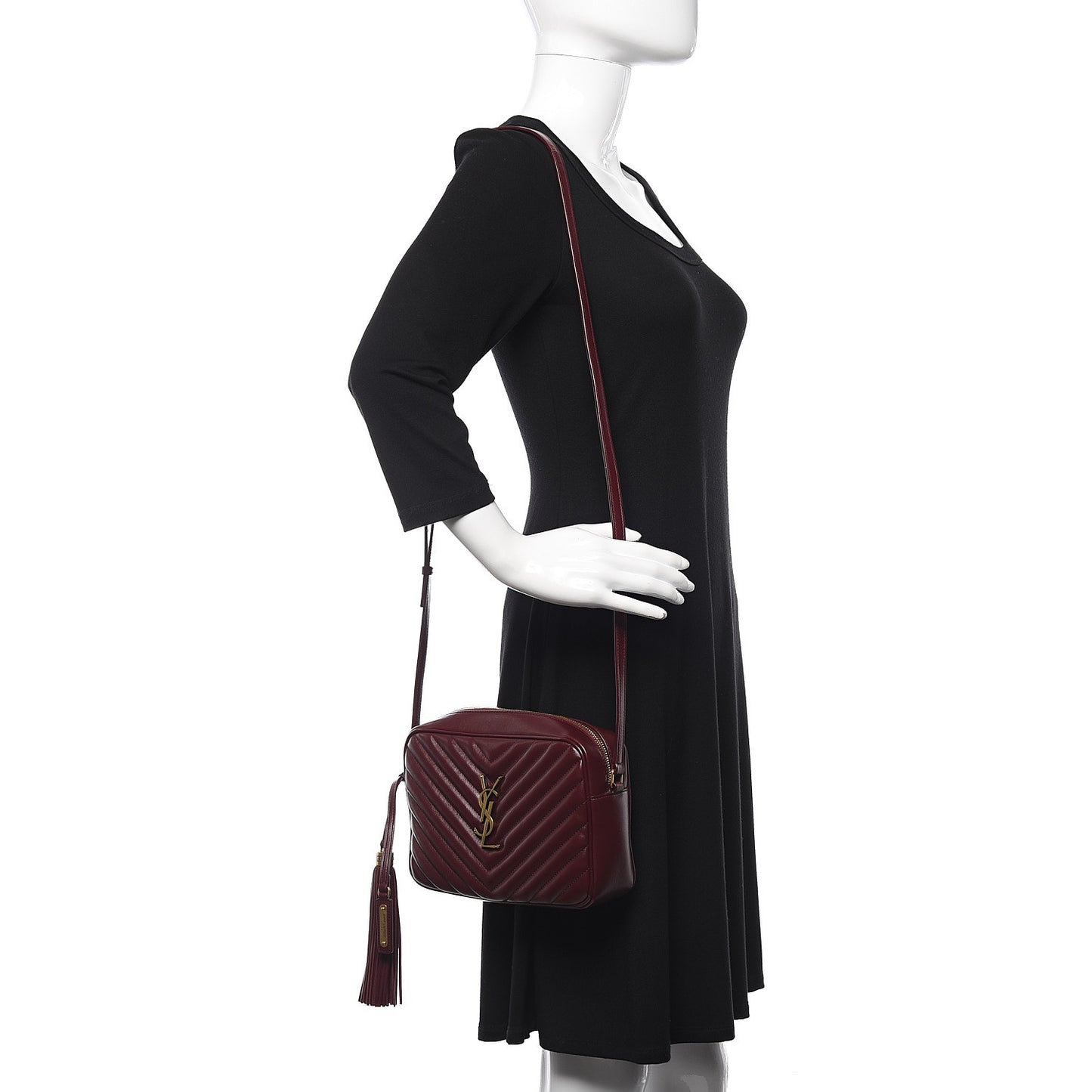 Calfskin Matelasse Monogram Lou Camera Bag Dark Legion Red