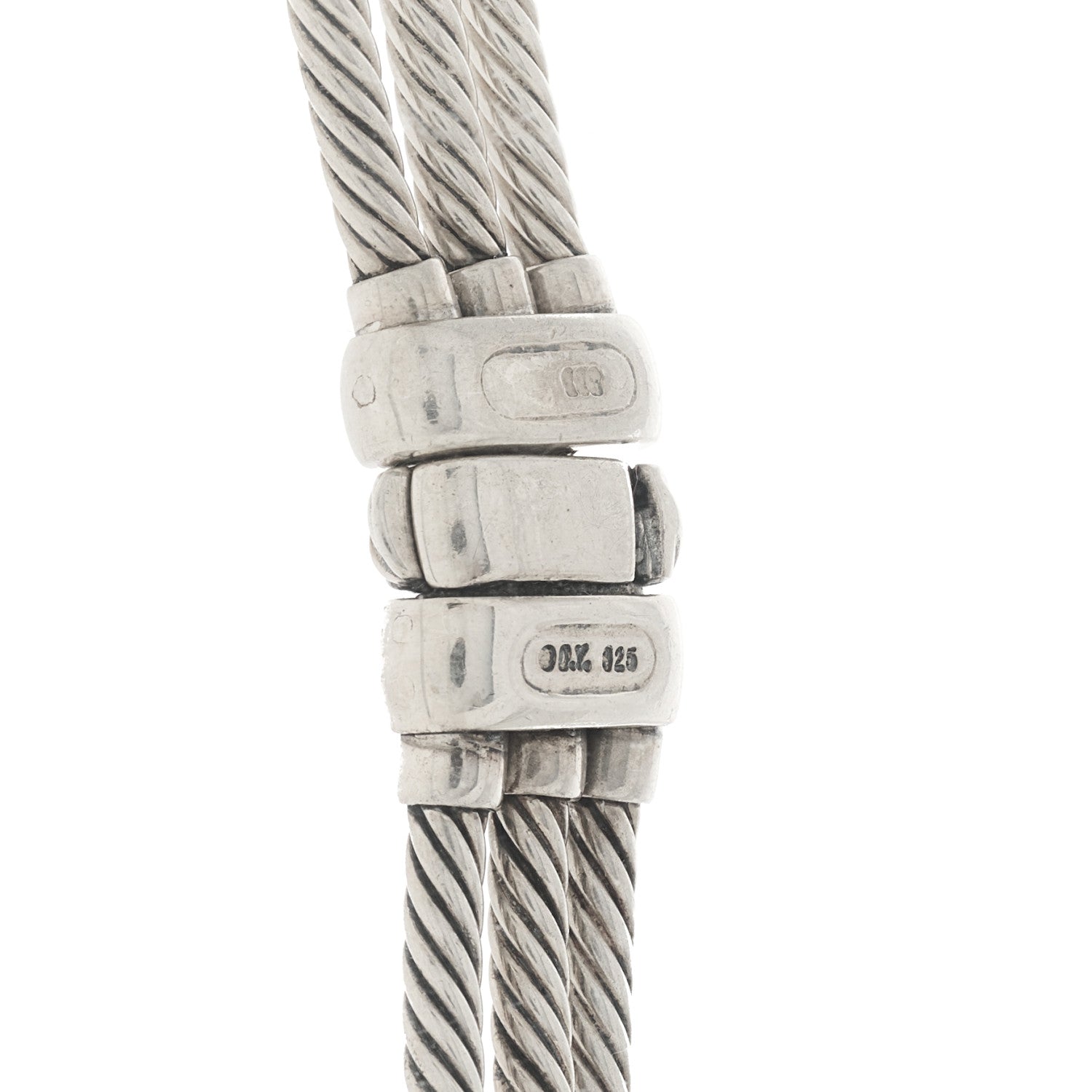 David Yurman Sterling Silver 14K Yellow Gold Turquoise Three Row Cable Choker Necklace 4 of 4