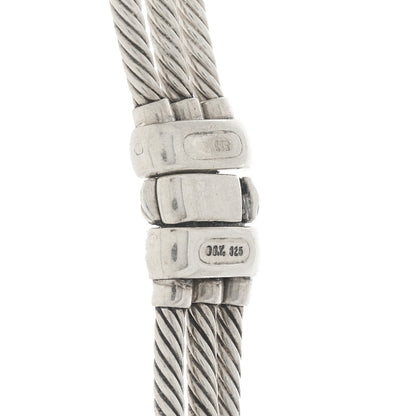 David Yurman Sterling Silver 14K Yellow Gold Turquoise Three Row Cable Choker Necklace 4 of 4