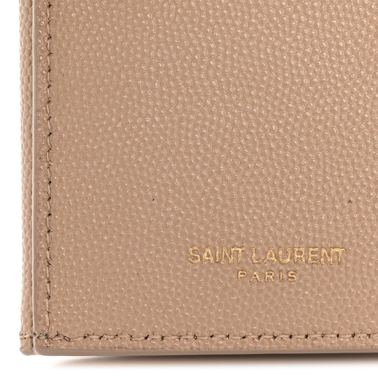 Saint Laurent Grain De Poudre Monogram Uptown Compact Wallet Dark Beige 6 of 12