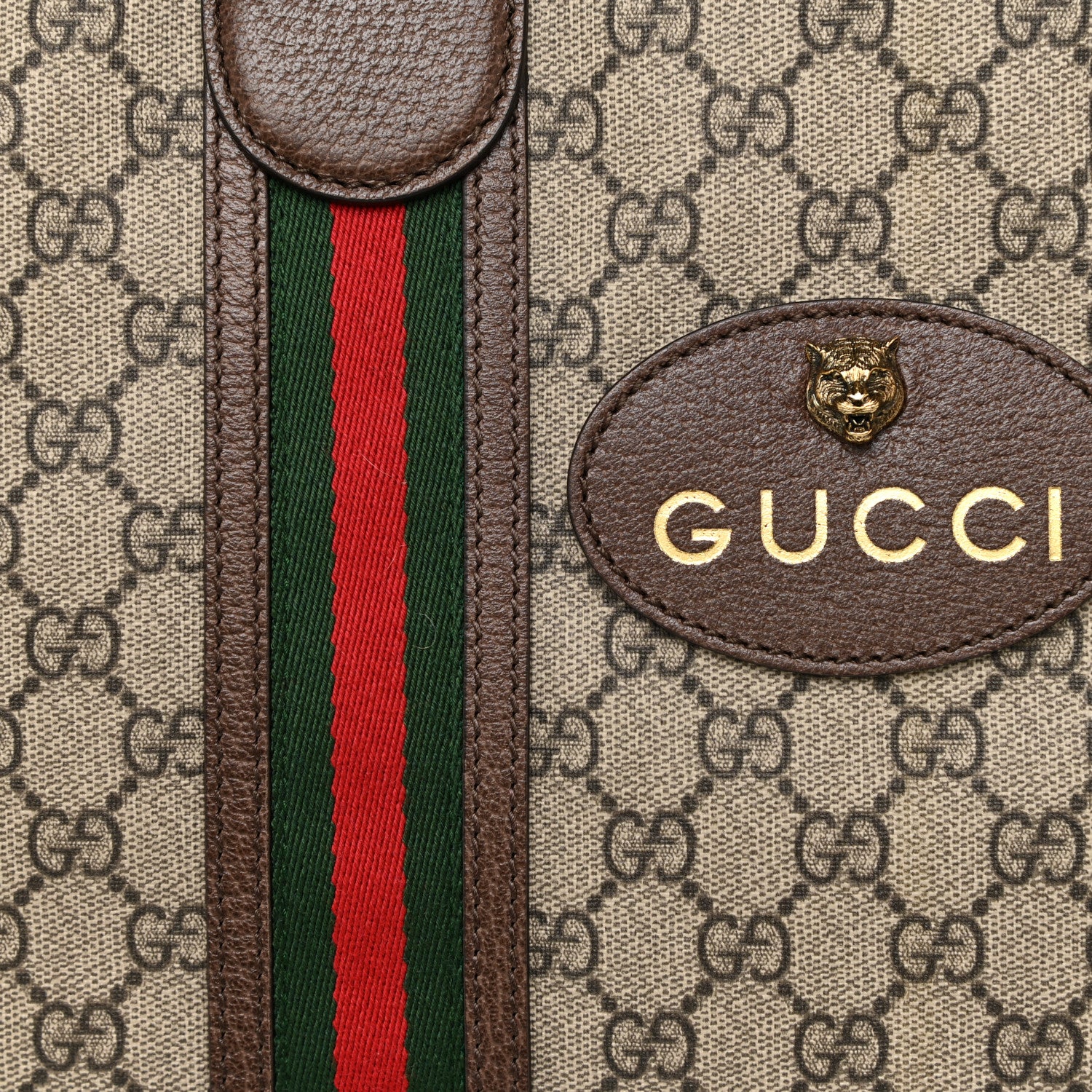 Gucci GG Supreme Monogram Web Neo Vintage Tote Beige New Acero Crop 8 of 15