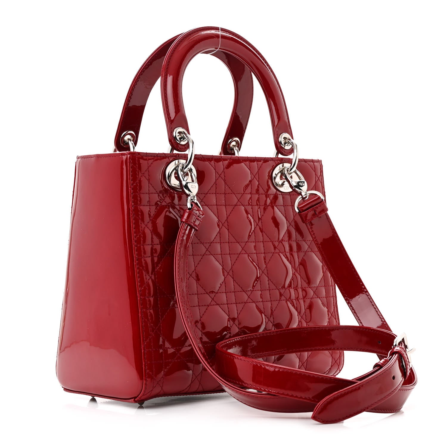 Christian Dior Patent Cannage Medium Lady Dior Red 3 of 11