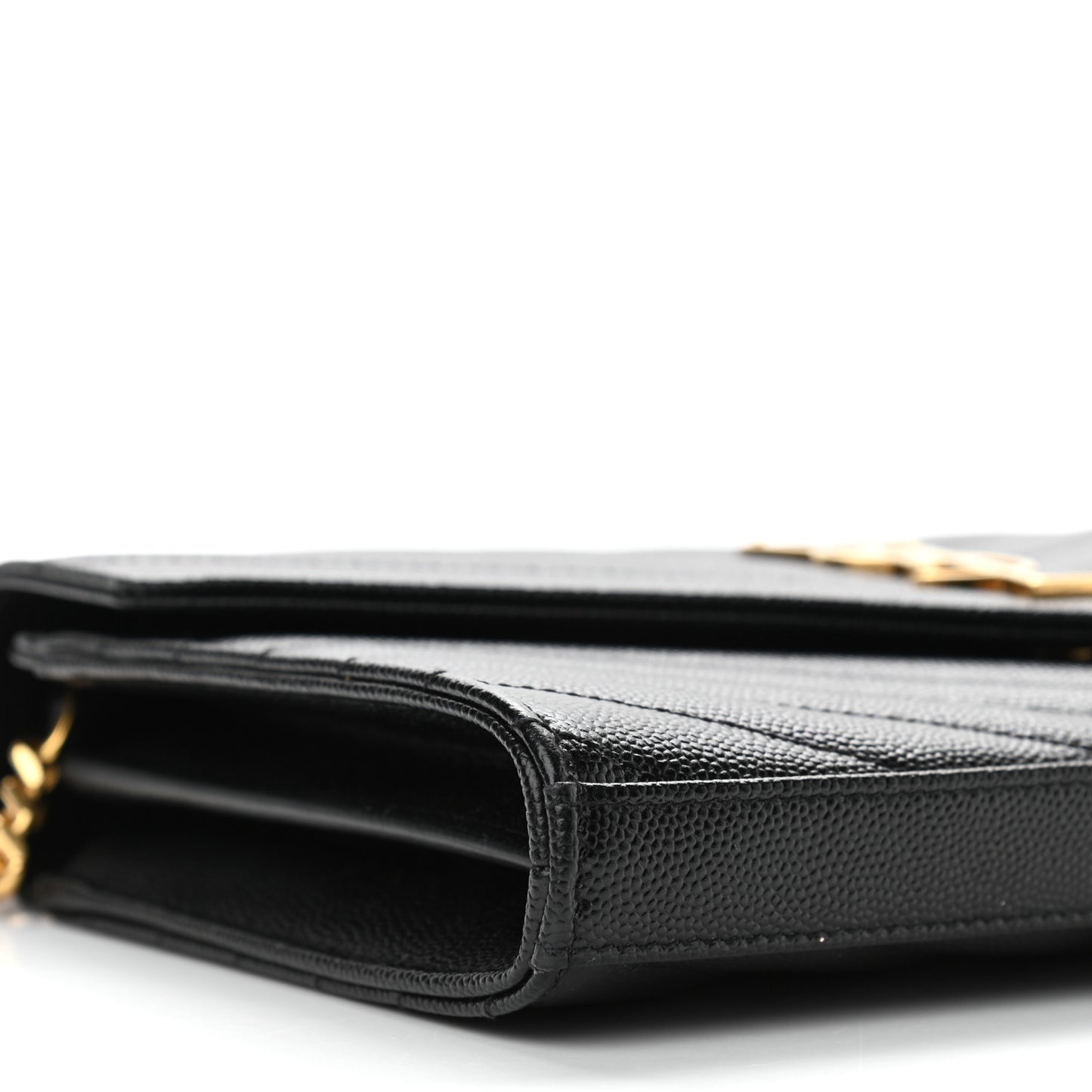 Grain De Poudre Matelasse Chevron Monogram Chain Wallet Black