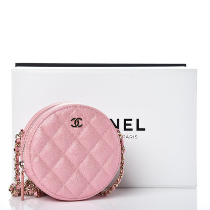 Chanel Iridescent Caviar Quilted Round Clutch With Chain Pink 8 of 8