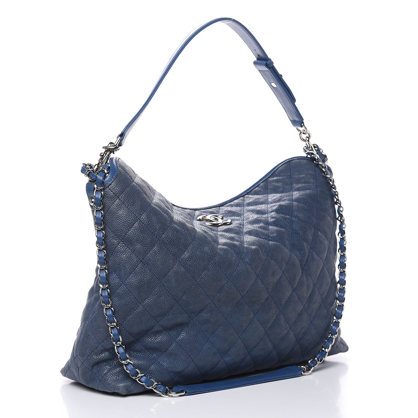 Caviar Quilted French Riviera Hobo Blue