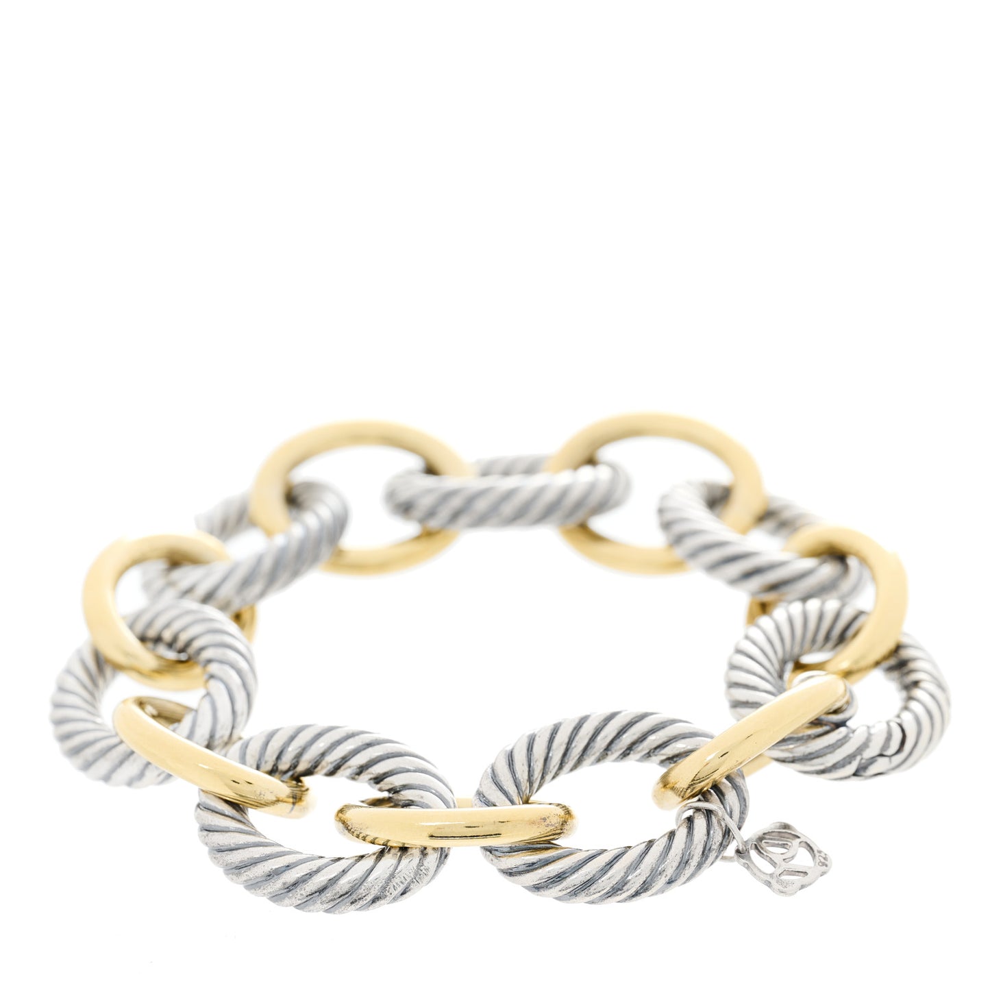Sterling Silver 18K Yellow Gold 18mm Extra Large Oval Link Bracelet