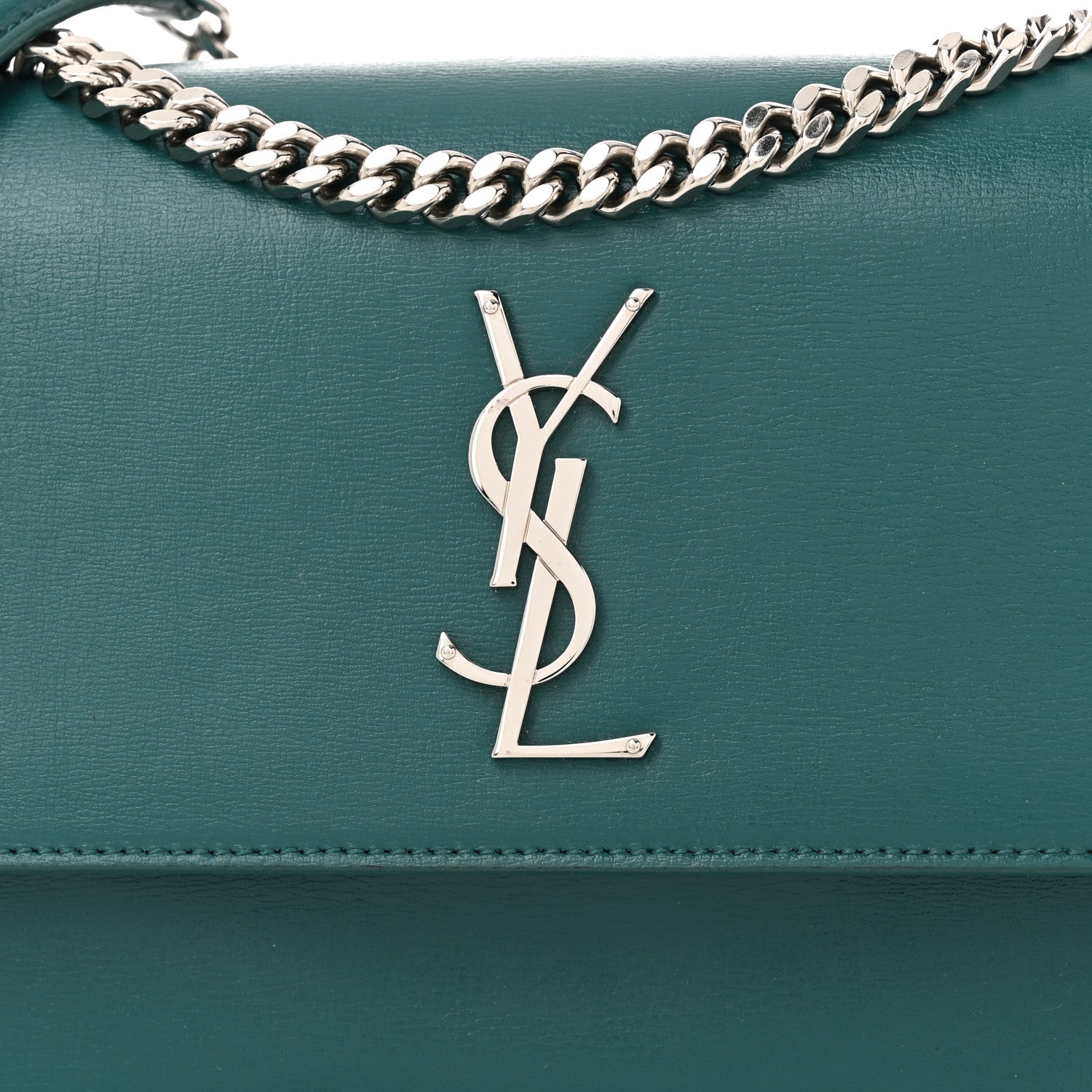 Saint Laurent Calfskin Medium Monogram Sunset Malachite 8 of 10