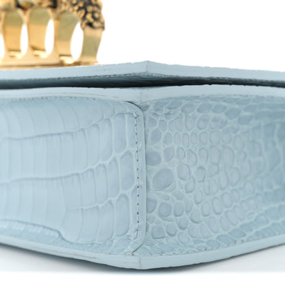 Alexander McQueen Shiny Crocodile Embossed Jeweled Satchel Pale Blue 9 of 12