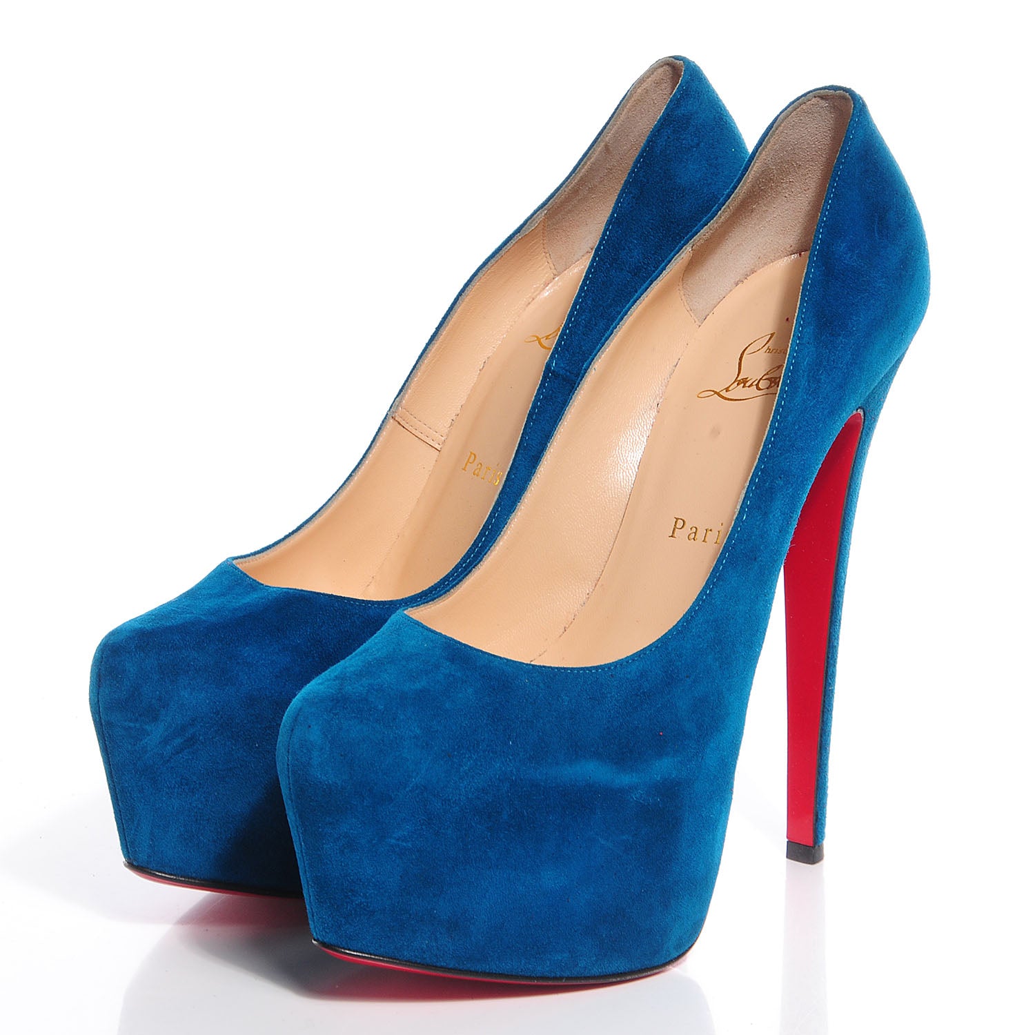Christian Louboutin Suede Daffodile 160 Pumps 38.5 Peacock 3 of 6