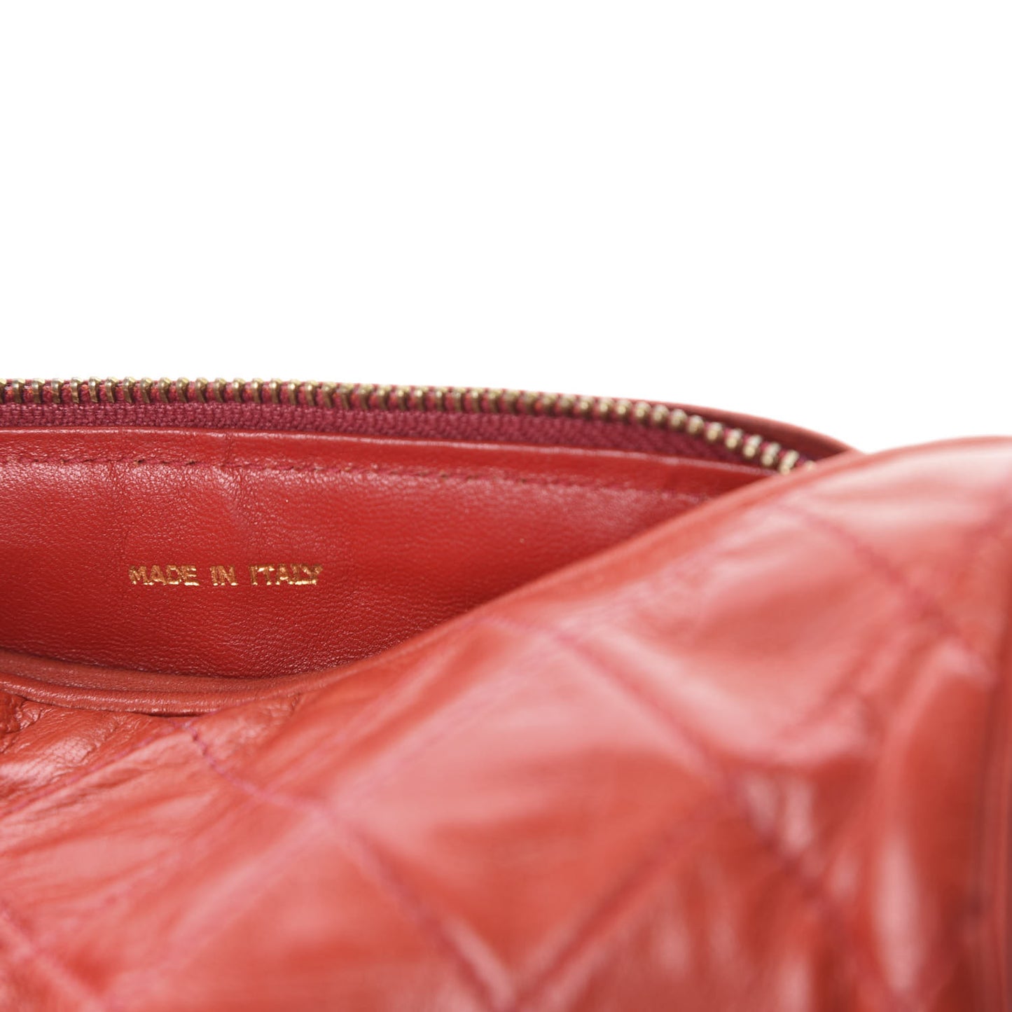 Lambskin Quilted Tassel Pouch Red