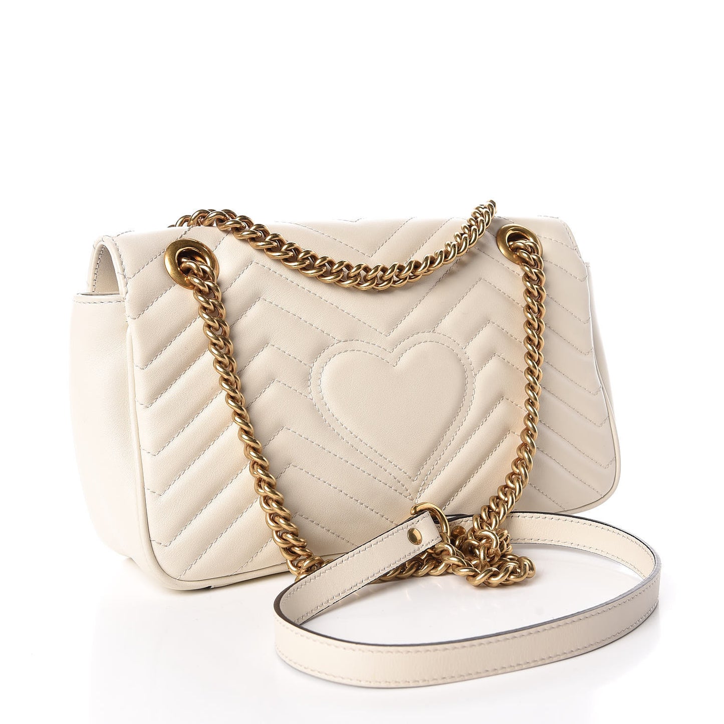 Calfskin Matelasse Small GG Marmont Shoulder Bag White