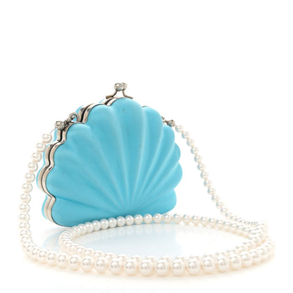 Balenciaga Satin Pearl Shell Clutch Bag Turquoise 3 of 12