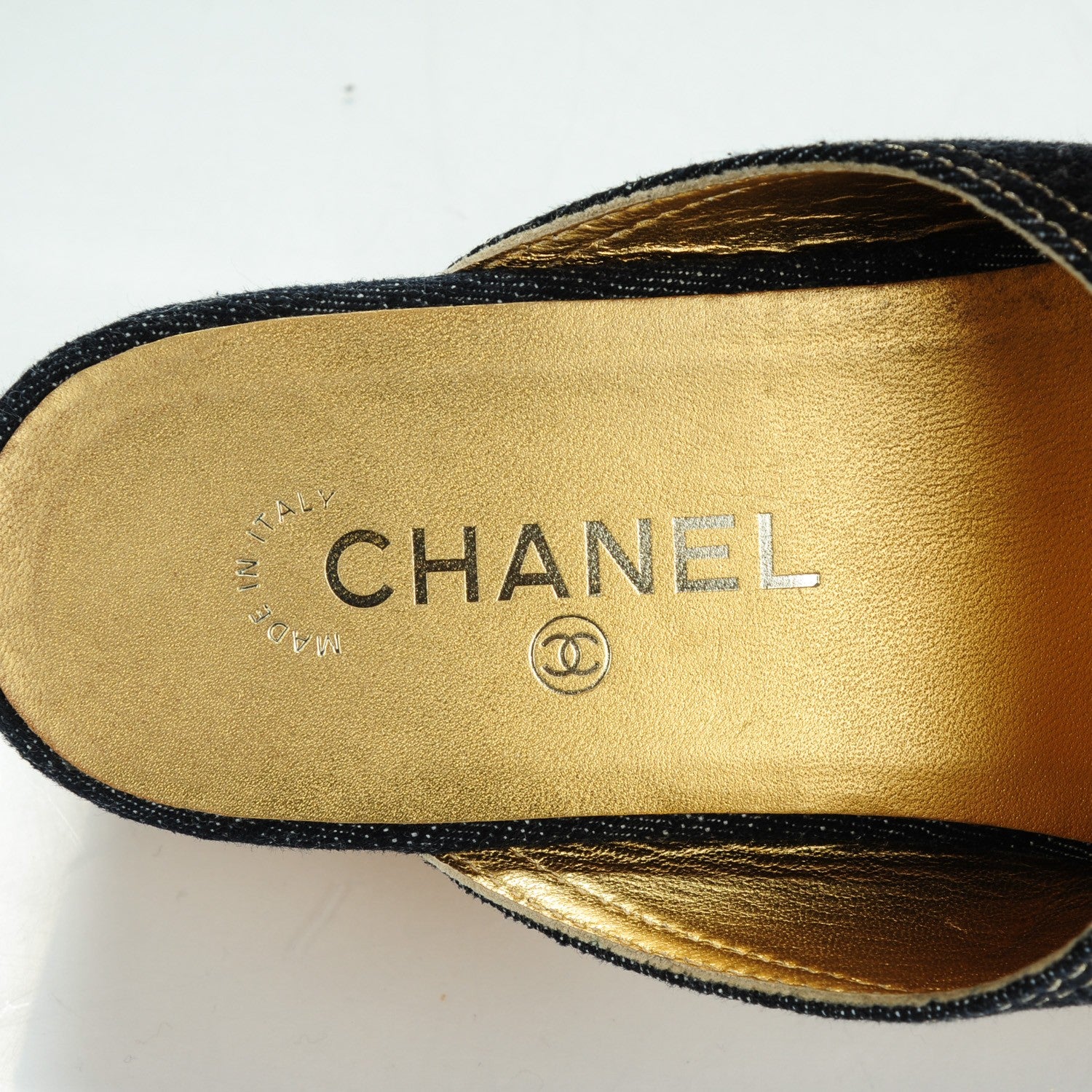 Chanel Denim Wooden CC Clogs 40 Dark Blue 8 of 10