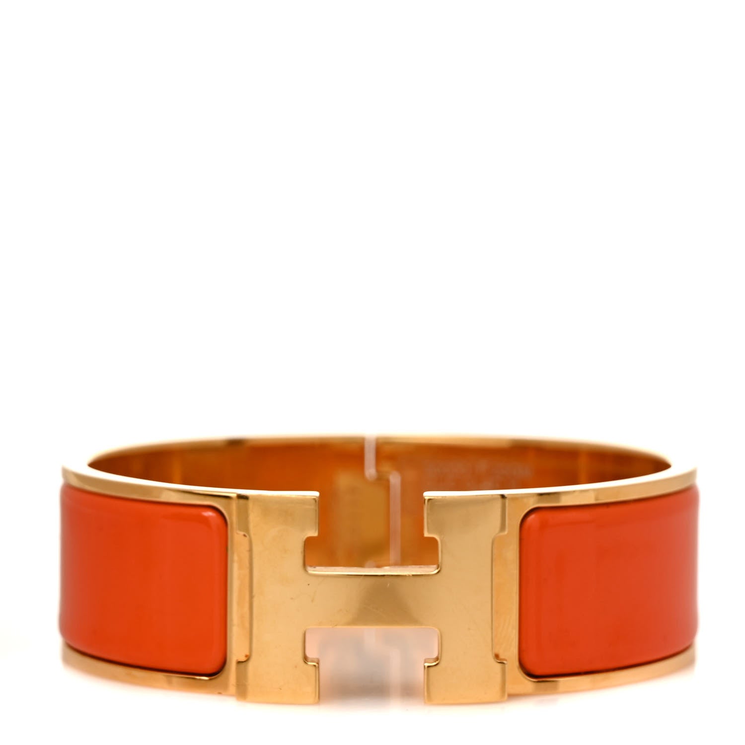 Hermes Enamel Wide Clic Clac H Bracelet GM Orange 1 of 5