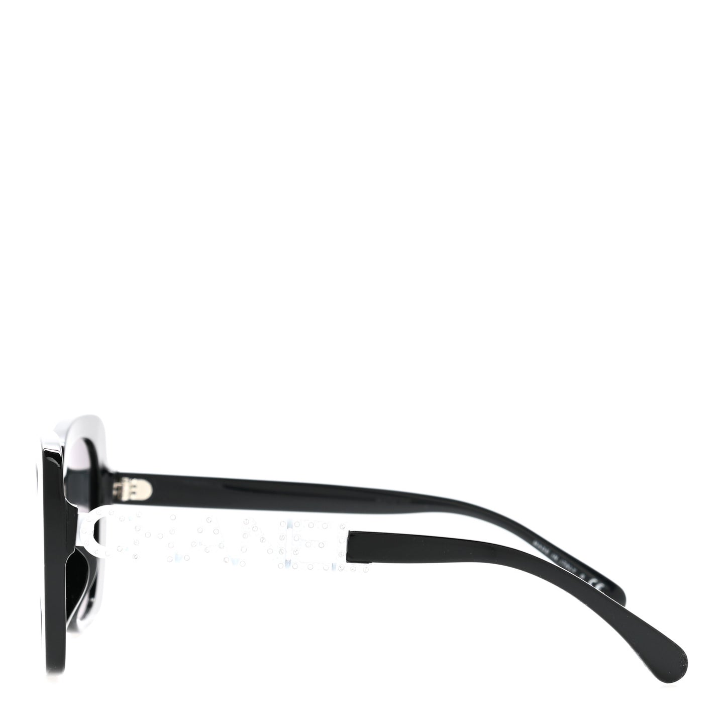 Acetate Strass Square Sunglasses 5422-B-A Black White