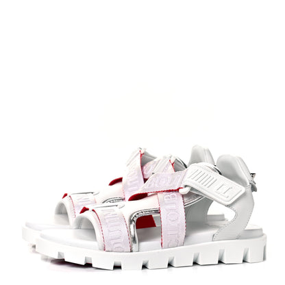 Christian Louboutin Calfskin Velcrissimo Flat Sandals 37 Blanco Silver 3 of 8