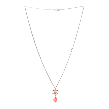 Chanel Crystal Pearl CC Drop Pendant Necklace Gold 3 of 4