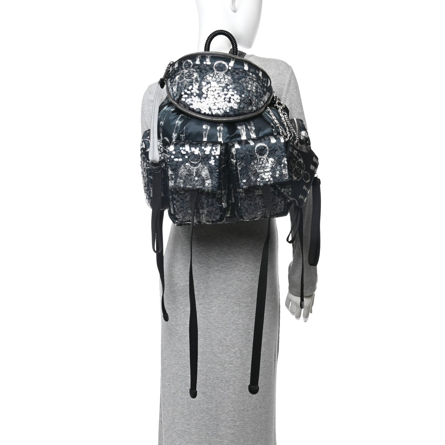 Chanel Sequin Nylon Lambskin Astronaut Essentials Backpack Black