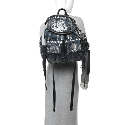 Chanel Sequin Nylon Lambskin Astronaut Essentials Backpack Black White 2 of 11