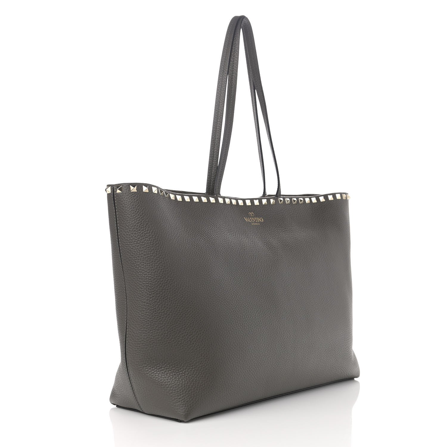 Valentino Garavani Grained Calfskin Rockstud Shoulder Tote Graphite 3 of 13