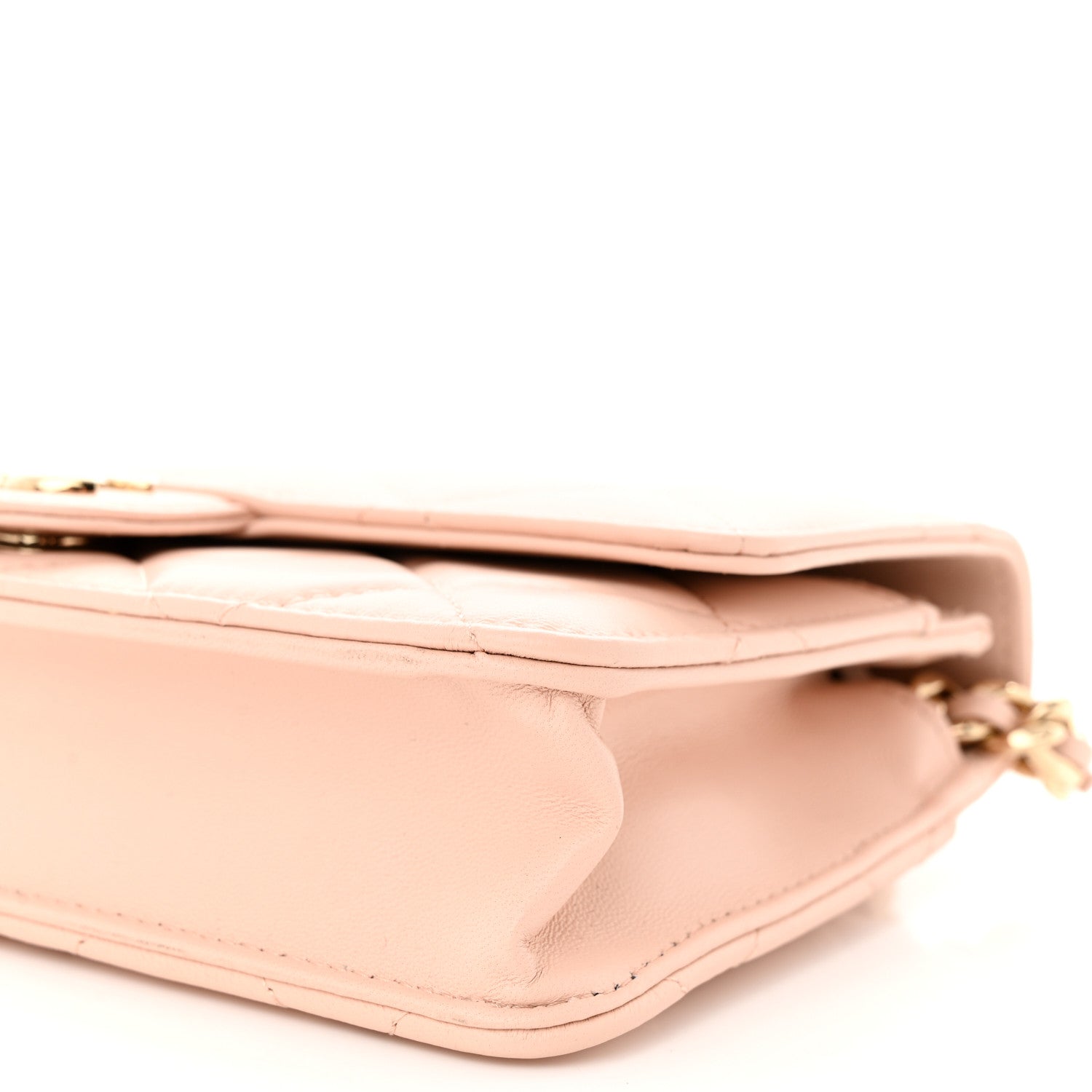 Chanel Lambskin Resin Bi-Color Quilted Wallet On Chain WOC Light Beige 11 of 13