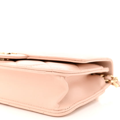 Chanel Lambskin Resin Bi-Color Quilted Wallet On Chain WOC Light Beige 11 of 13