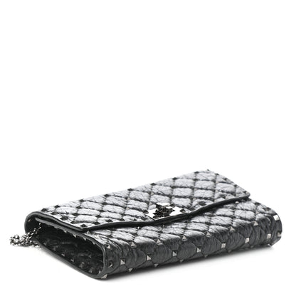 Valentino Garavani Craquele Nappa Rockstud Spike Wallet on Chain Black 4 of 9