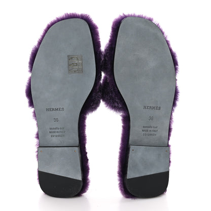 Hermes Woolskin Oran Sandals 36 Violet Fonce 5 of 8
