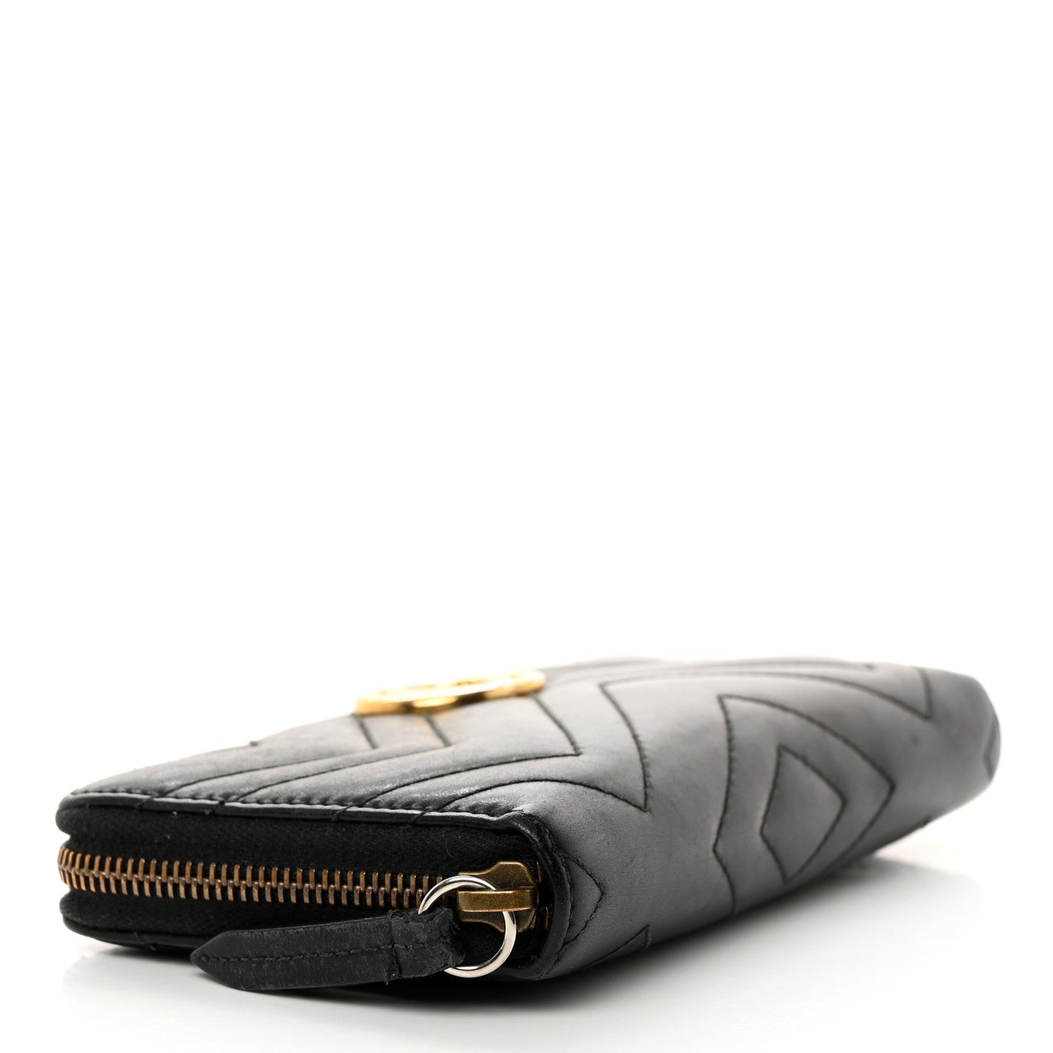 Gucci Calfskin Matelasse GG Marmont Zip Around Wallet Black 4 of 7