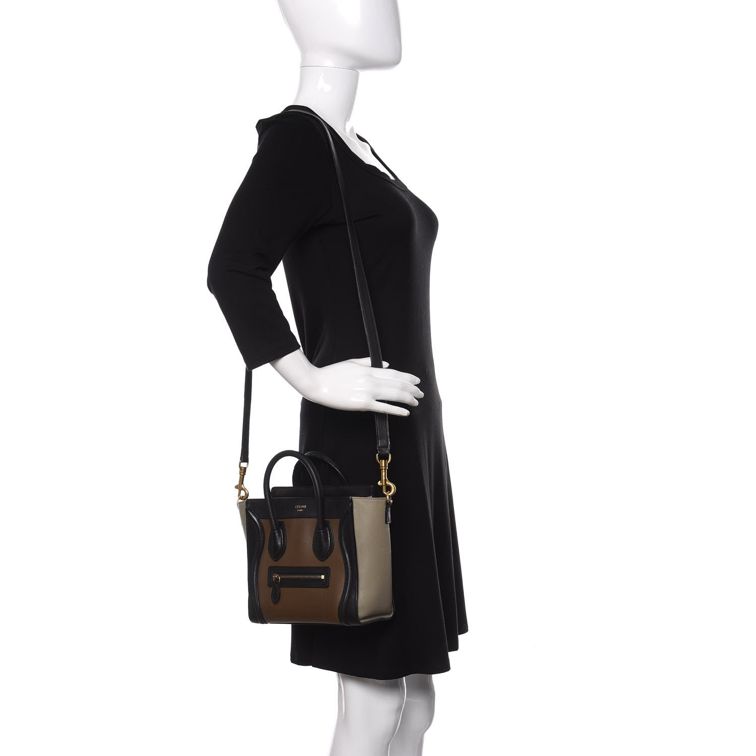 Celine Satin Calfskin Nano Tri-Color Luggage Dark Grey 2 of 20