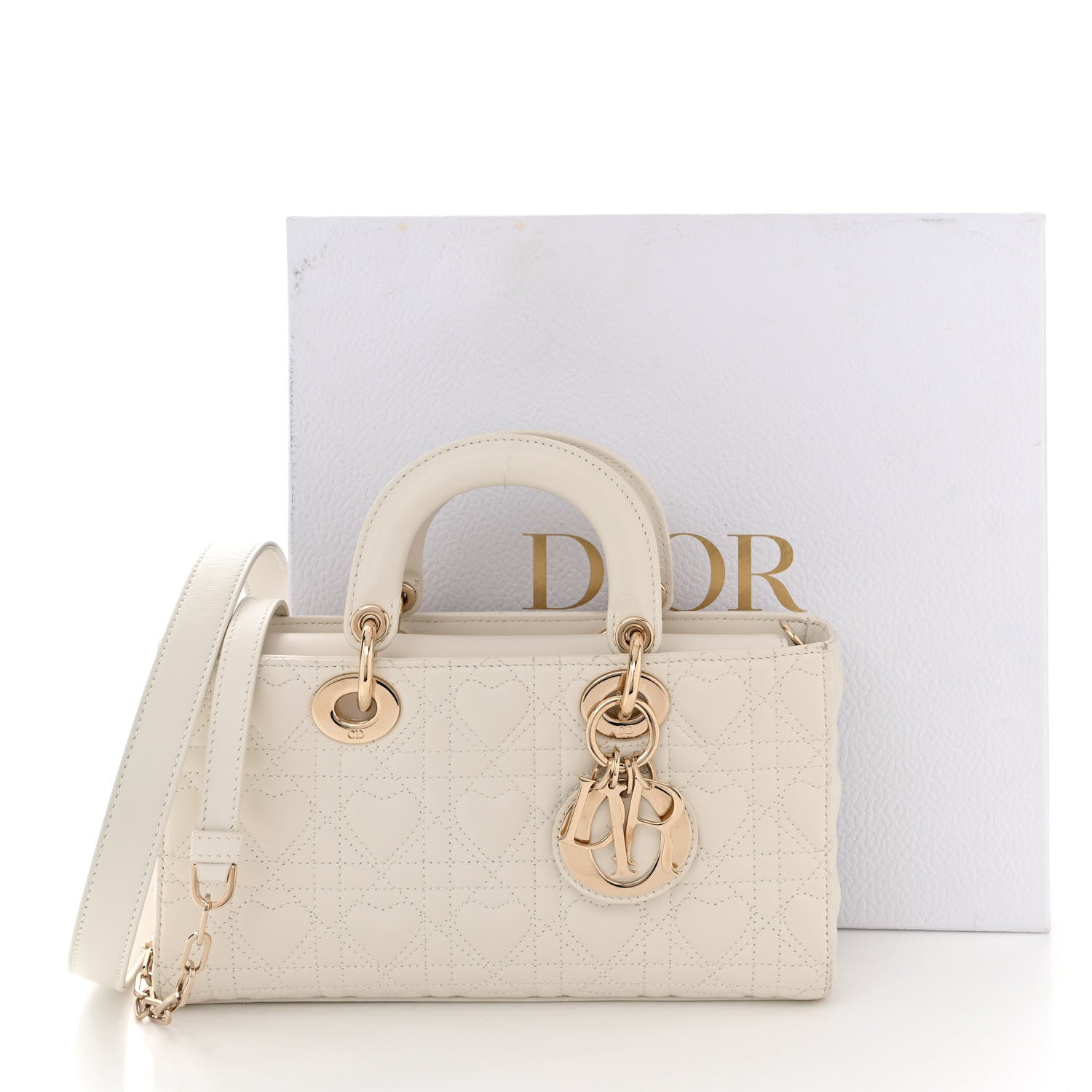 Christian Dior Lambskin Cannage Heart Medium Lady D-Joy White 17 of 17