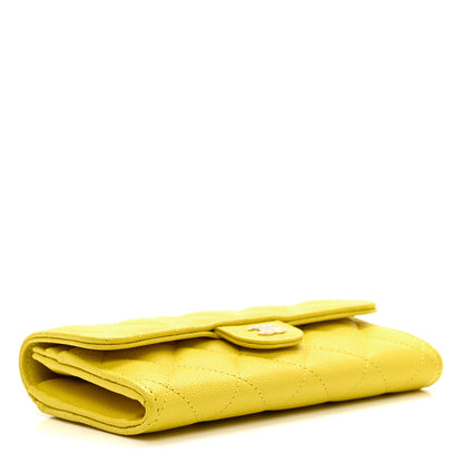 Chanel Caviar Quilted Flap Wallet Yellow 4 of 9