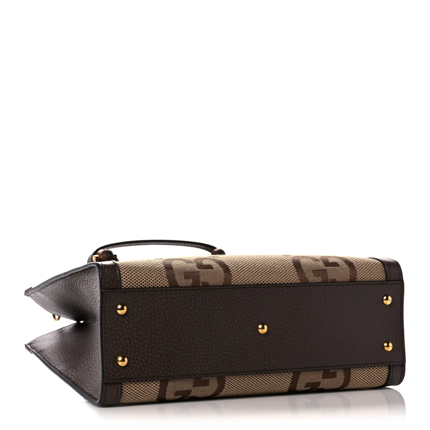 Gucci Monogram Jumbo GG Textured Dollar Calfskin Small Diana Tote Bag Camel Ebony New Acero 4 of 10