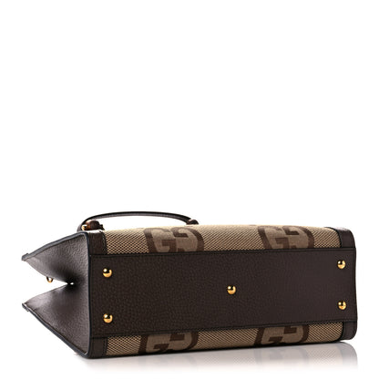 Gucci Monogram Jumbo GG Textured Dollar Calfskin Small Diana Tote Bag Camel Ebony New Acero 4 of 10