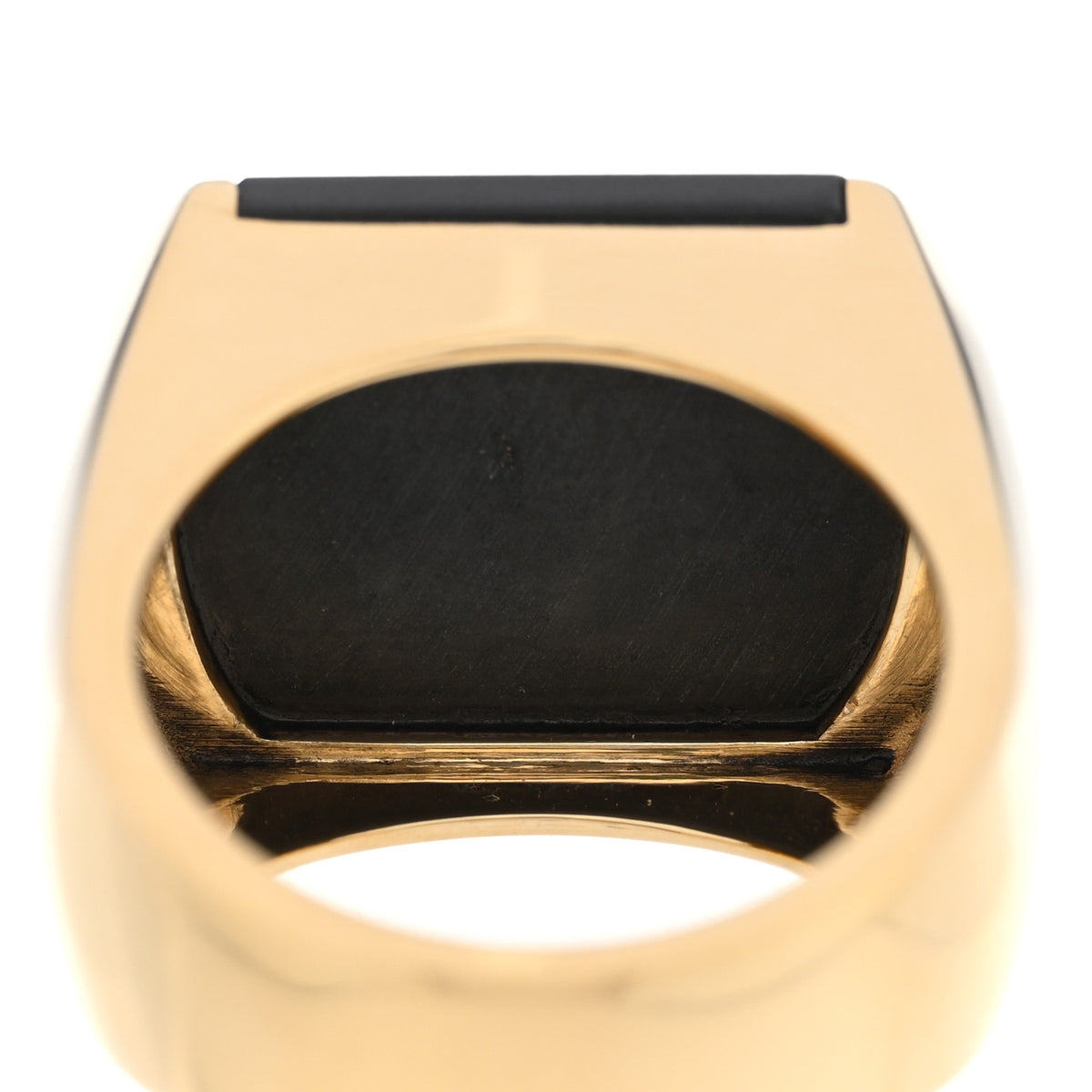 18K Yellow Gold Black Jade Signet Ring 58 8.25
