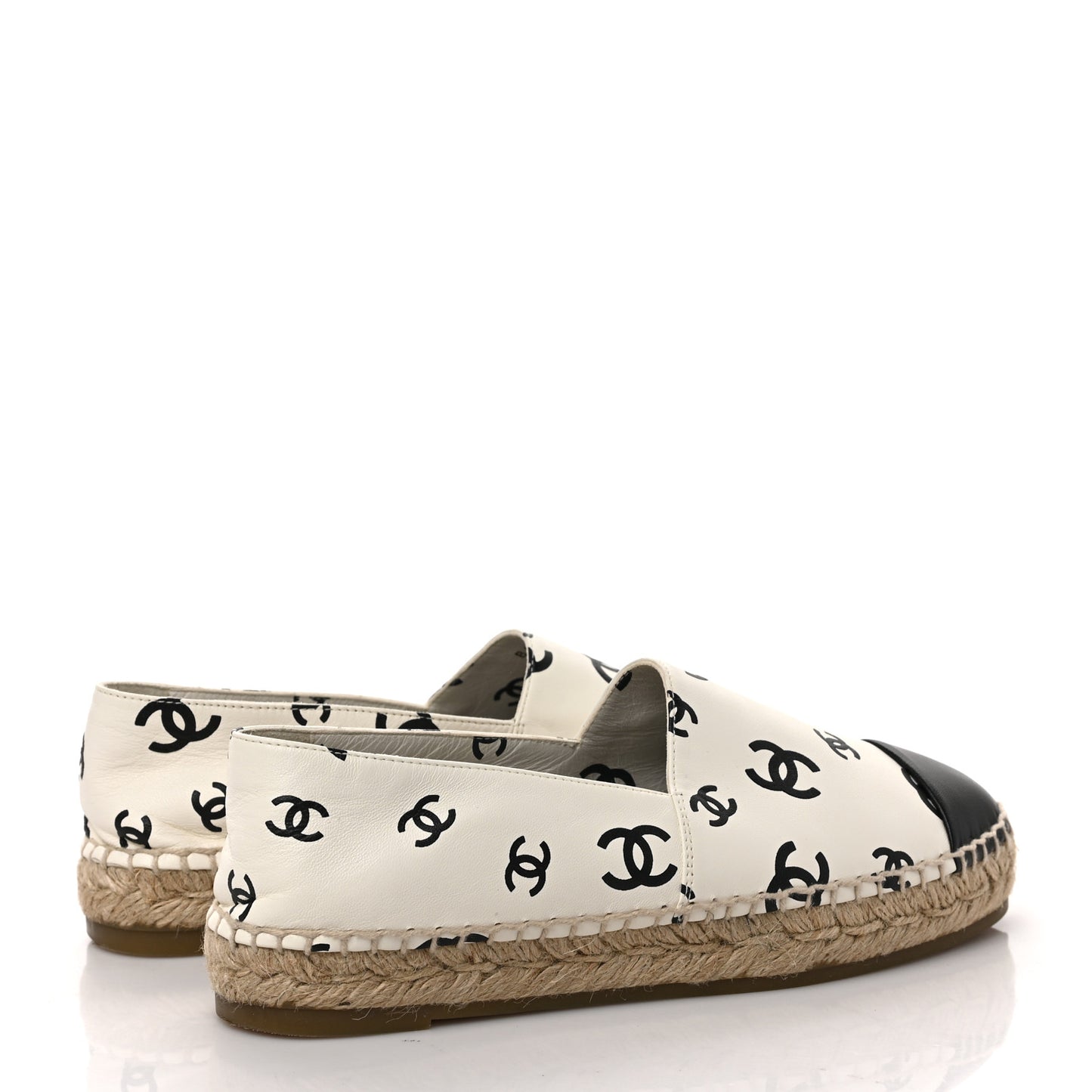 Lambskin Printed CC Espadrilles 37 White Black