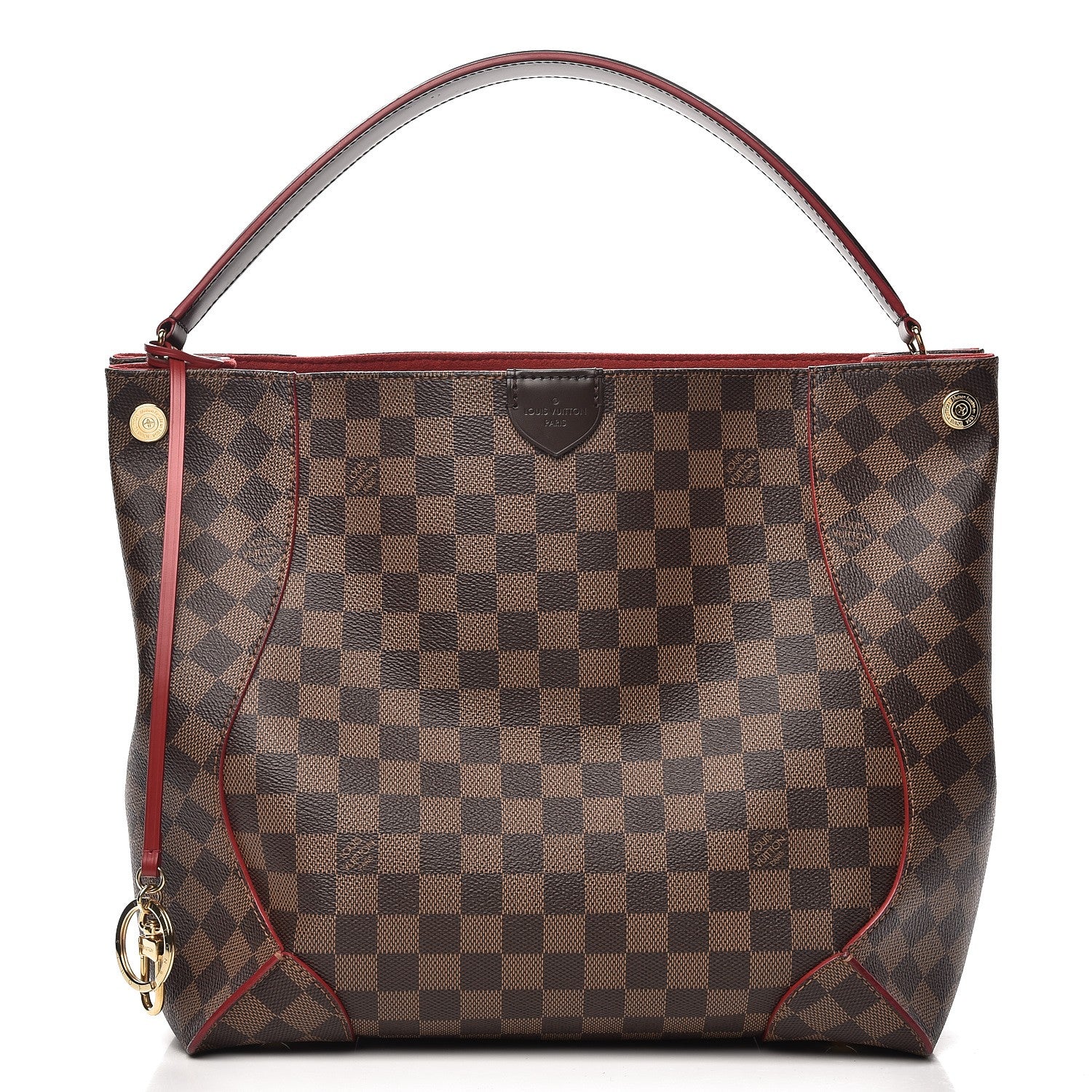 Louis Vuitton Damier Ebene Caissa Hobo Cherry 1 of 14